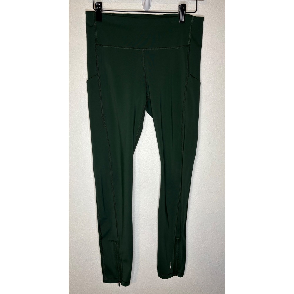 Athleta Ultimate Run 7/8 Tight Leggings Forest Green Medium High Rise Pockets